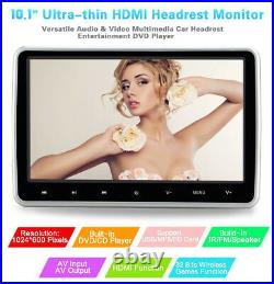 10.1'' HD TFT LCD Screen Car Headrest Monitor DVD Player Kit With USB/SD/HDMI/FM