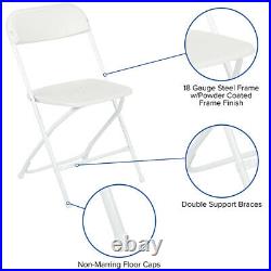 100 PACK 650 Lbs Capacity Commercial Quality White Plastic Folding Chairs 