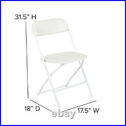 (100 PACK) 650 Lbs Capacity Commercial Quality White Plastic Folding Chairs