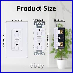100PK Ultra-thin GFI Outlet 15A TR GFCI Receptacles with Plate Kitchen Bathroom