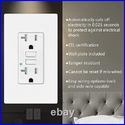 100Pack TR WR GFCI Slim Receptacle 125V 20AMP White Wall Outlet Commercial Grade