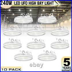 10Pack 240W UFO LED High Bay Light Warehouse Factory Commercial Shop Light 5000K
