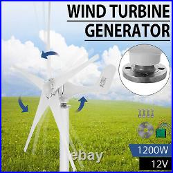 1200W Max Power 5 Blades DC 12V Wind Turbine Generator Kit W Charge Controller