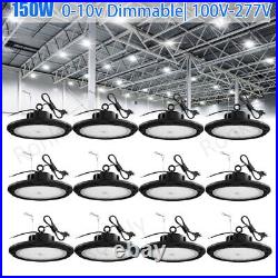 12Pack 150W LED UFO High Bay Light Warehouse Commercial Fixture Dimmable US Plug