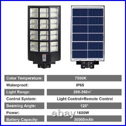1600W Commercial Solar Street Light LED Outdoor Dusk Dawn Road Lamp+Pole+Remote