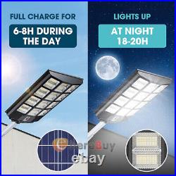 1600W Commercial Solar Street Light Motion Sensor Lamp Dusk To Dawn Road Lamp US