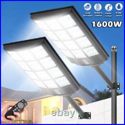 1600W Solar Power Commercial Solar Street Light Dusk to Dawn Road Pole + Remote