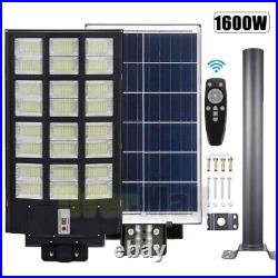 1600W Solar Street Light Commercial Outdoor Security Flood Road Lamp+Pole+Remote