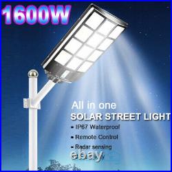 1600W Solar Street Light Outdoor Parking Lot Lighting Dusk to Dawn Commercial US
