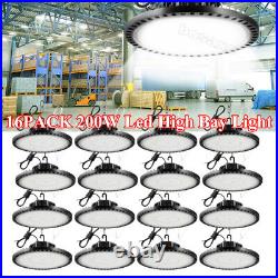 16Pack 200W UFO LED High Bay Light Shop Lights GYM Warehouse Commercial Lighting