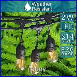 2 Pack 48FT LED Outdoor String Lights, Commercial Grade Porch Lights 96FT