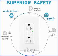 20 Amp GFCI Outlet Self-Test Ground Fault Circuit Interrupter TR with Plate × 12