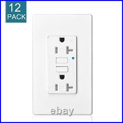 20 Amp Tamper-Resistant Outlet Ground Fault Receptacle WR White withWall Plate ×12