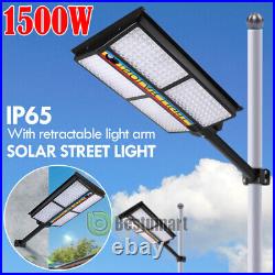 2023 New Commercial Solar Street Light 1500W Dusk to Dawn Garden Road Lamp +Pole