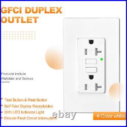 20A GFCI Outlets Self-Test Duplex Receptacle Ground Fault Circuit Interrupter×20