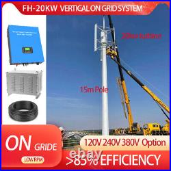 20KW Low Speed 220v 380v Alloy Blade Vertical Wind Turbine ON Grid System