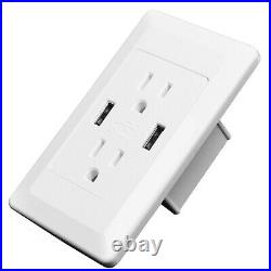 20PK Dual USB Ports Wall Charger Socket Power Adapter Outlet Panel Station White