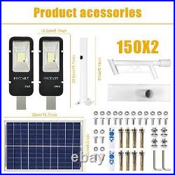 2150W Bright Commercial Solar Street Light Dusk to Dawn Road Lamp+Pole+Remote