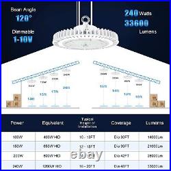 240W UFO LED High Bay Lights Warehouse Commercial Industrial Shop Lighting 5000K