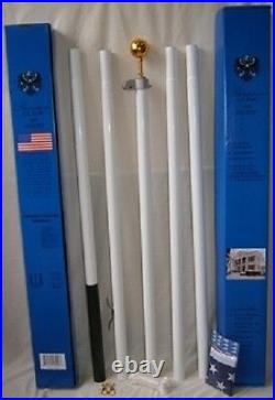25 Foot Sectional White Steel Flagpole Flag Pole Kit 25' RESIDENTIAL COMMERCIAL