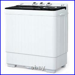 26 LBS Mini Washing Machine Compact Twin Tub Laundry with Drain Pump Spin Dryer