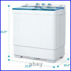 26 LBS Portable Washing Machine Compact Twin Tub Laundry Spin Dryer withDrain Pump