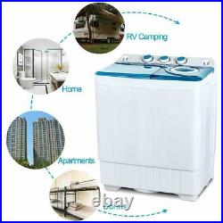26 LBS Portable Washing Machine Compact Twin Tub Laundry Spin Dryer withDrain Pump