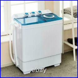 26Lbs Compact Mini Washing machine Small Twin Tub Laundry Washer with Drain Pump