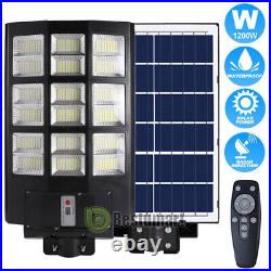 2Pack 1200W Extra Large Solar Street Light LED Commercial Dusk-to-Dawn Road Lamp