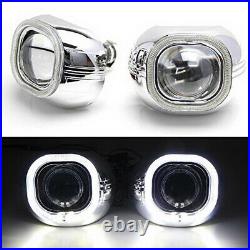 3.0 H1 Bi-Xenon Projector Lens with Square LED Halo Ring Shrouds For Headlights