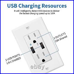 3.6A USB Wall Outlet Charger Electrical Receptacles for iPhone/iPad/Samsung 10PK