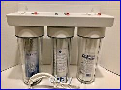 3 Stage Clear Whole House Water Filter System with Leak Proof Double O-Ring 3/4