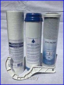 3 Stage Clear Whole House Water Filter System with Leak Proof Double O-Ring 3/4