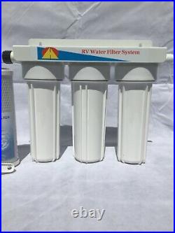 3 Stage RV Water Filter System White Housings 3/4 In/Out Garden Hose Fittings