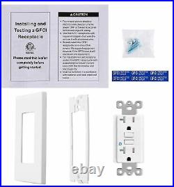 30Pack Electrical Outlet GFCI 20A Ground Fault Receptacle WR TR with Plate White