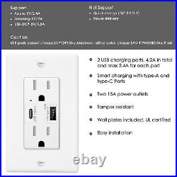 4.2A High-Speed USB Type-C/A Wall Outlet Charger 15Amp Duplex TR Receptacle ×10