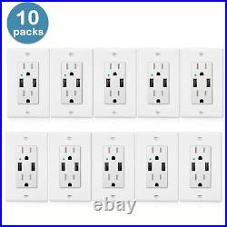 4.2A Wall USB Charger Receptacle Outlet 15A Duplex Tamper Resistant Socket Plug