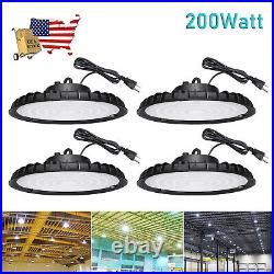 4 Pack 200W LED UFO High Bay Light Commercial Factory Warehouse Gym Light 6000K
