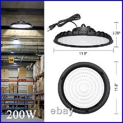 4 Pack 200W LED UFO High Bay Light Commercial Factory Warehouse Gym Light 6000K