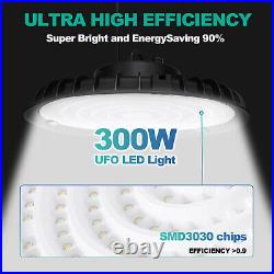 4 Pack 300W UFO Led High Bay Light Warehouse Industrial Commercial Garage Light