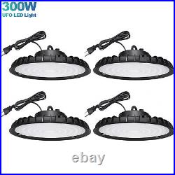 4 Pack 300W UFO Led High Bay Light Warehouse Industrial Commercial Light Fixture