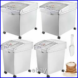 4 Pack Ingredient Bin 10.5/6.6 Gal with Scoop Commercial Food Storage for Kitchen