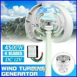 4500W Wind Turbine Generator 12V 4Blades Lantern Vertical Axis Permanent Magnet
