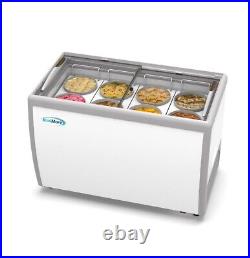 49 Inch Commercial Ice Cream Dipping Cabinet Display Case, 8 Large Displayed Tub