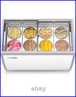 49 Inch Commercial Ice Cream Dipping Cabinet Display Case, 8 Large Displayed Tub