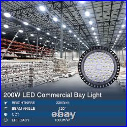 4Pack 200W UFO LED High Bay Light Shop Lights Warehouse Commercial Lighting Lamp