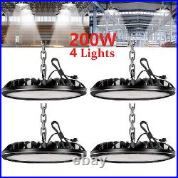 4Pack 200W UFO LED High Bay Light Warehouse Garage Industrial Commercial Fixture