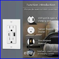 5.8A High-Speed USB C Wall Outlet Charger Duplex Tamper-Resistant Receptacle ×10