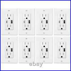 5.8A High-Speed USB TypeC/A Wall Outlet Charger 15A Duplex TR Receptacle Plug ×8