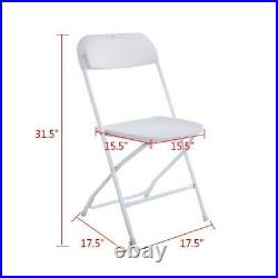(5) Commercial White Plastic Folding Chairs Stackable Wedding Party Event Chair